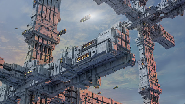 3d Futuristic UFO concept