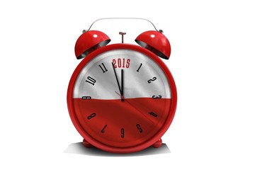 Composite image of 2015 in red alarm clock