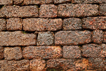 Beautiful pattern of bricks on the wall of  Aguada Fort