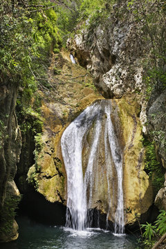 Javira waterfall in Natural Park El Cubano. Cuba