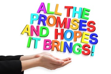 Composite image of businesswomans hands presenting