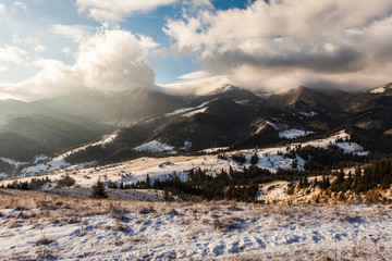Beautiful winter landscape in the mountains
