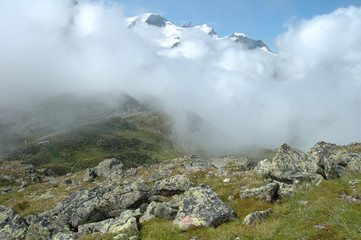 Rocks and peaks nearby Sustenpass