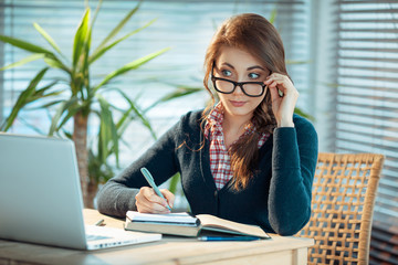 Pretty nerd girl studies