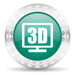 3d display green icon, christmas button