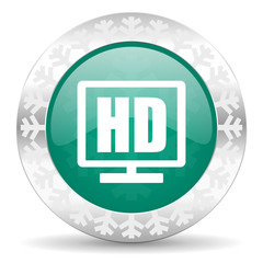hd display green icon, christmas button