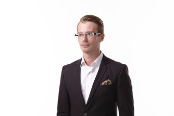 businessman in glasses with smiling