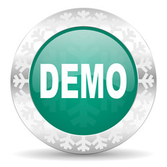 demo green icon, christmas button