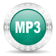 mp3 green icon, christmas button