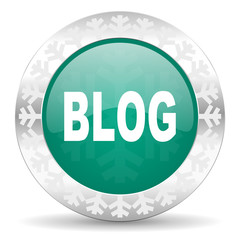 blog green icon, christmas button