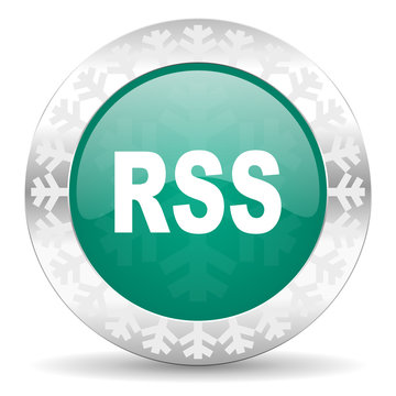 rss green icon, christmas button