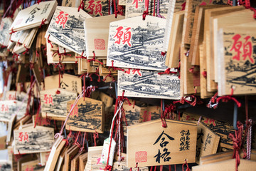 Ema (wooden plaques) in the Shinto shrine in Ueno Park - Tokyo - Japan - Asia