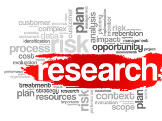 Word Cloud with Research related tags, vector business concept