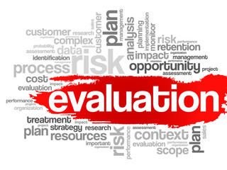Evaluation concept in word tag cloud, vector background