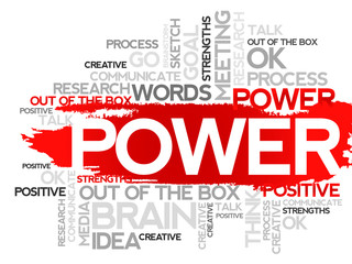 POWER. Word business collage, vector background