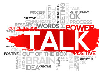 Obraz premium TALK. Word business collage, vector background