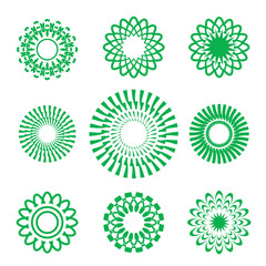 Set of green vector geometric stars