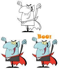 Menacing Vampire cartoon Character. Collection Set