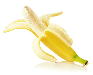 Obraz premium ripe banana isolated on the white background