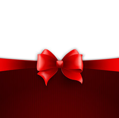 Invitation card with red holiday ribbon and bow