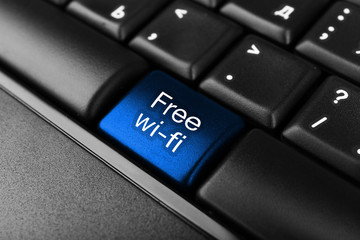 Close up of Free Wi-Fi keyboard button