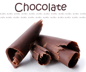 Chocolate curls isolated on white