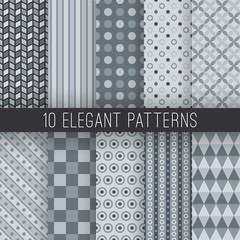 Grey elegant seamless patterns. Vector illustration