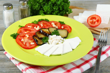 Eggplant salad with tomatoes and feta cheese,