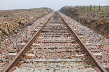 Obraz premium Railway tracks in a rural scene