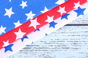 Colorful napkins on wooden table