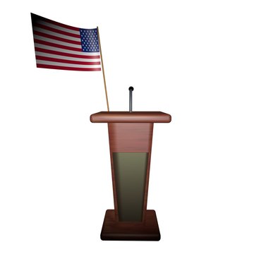 Podium and USA flag