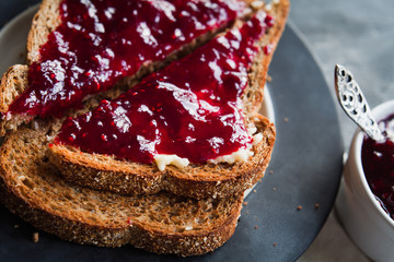 toast with raspberry jam