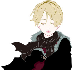 女性　目を閉じる　微笑む