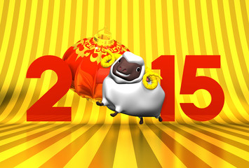Smile White Sheep, New Year's Lantern, 2015 On Gold