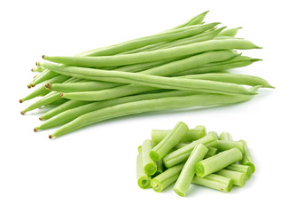 green beans on white background