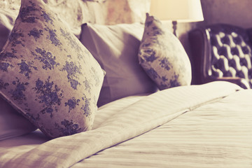 Pillows on an antique luxury bed