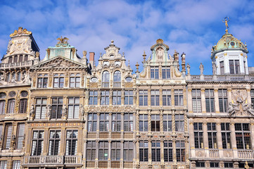 Fototapeta na wymiar Facades of old buildings in Brussels Grand Market