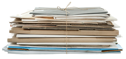 Big stack of papers, isolated on white