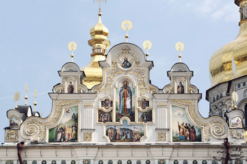 Obraz premium Close view of facade of Kiev Pechersk Lavra, Ukraine