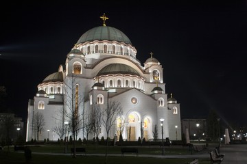 The Cathedral of Saint Sava in Belgrade at night
