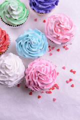 Obraz na płótnie Canvas Delicious cupcakes on table close-up