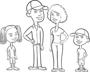 whiteboard drawing - happy african-american family