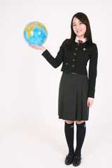 스튜디오 안의 고등학생 소녀