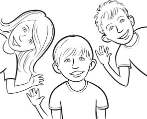 whiteboard drawing - smiling kids