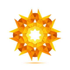 Bright sun in the geometric style icon vector
