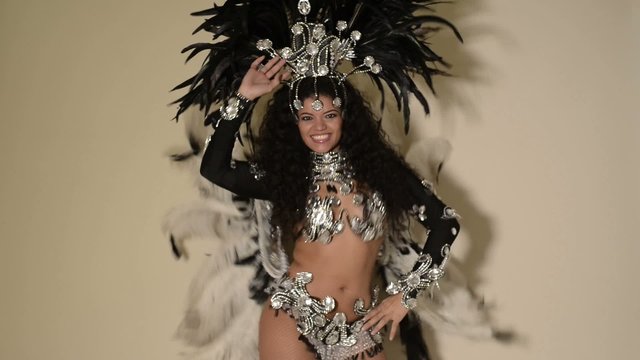 Beautiful samba dancer wearing typical black costume