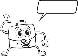 coloring book - cartoon smiling briefcase character
