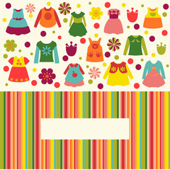 Cute Set for girl  clothes collection flat icons
