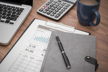 Showing business and financial report. Accounting