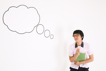 스튜디오 안의 고등학생 여자학생